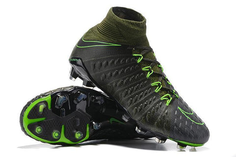 Image of Nike Hypervenom Phantom III DF FG Soccer Cleats Grey Green Black - KicksNatics