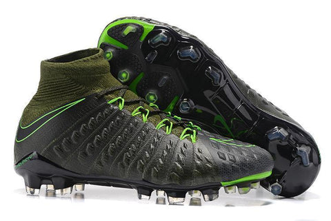 Image of Nike Hypervenom Phantom III DF FG Soccer Cleats Grey Green Black - KicksNatics
