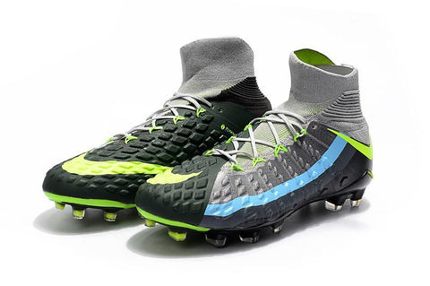 Image of Nike Hypervenom Phantom III DF FG Soccer Cleats Black Volt Dark Grey - KicksNatics