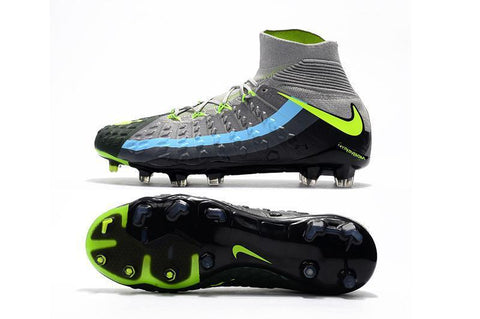 Image of Nike Hypervenom Phantom III DF FG Soccer Cleats Black Volt Dark Grey - KicksNatics