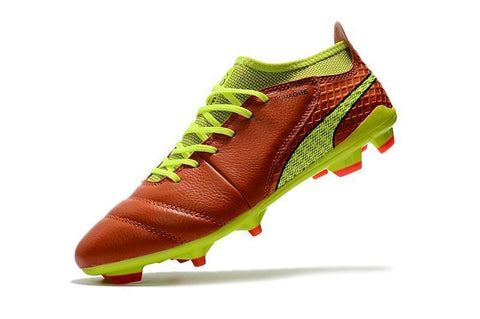 Image of PUMA ONE 17.1 FG Soccer Cleats Orange Volt Black Brown