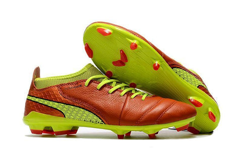 Image of PUMA ONE 17.1 FG Soccer Cleats Orange Volt Black Brown