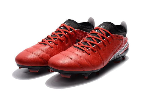 Image of PUMA ONE 17.1 FG Soccer Cleats Total Red Black Silver