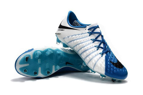 Image of Nike Hypervenom Phantom III FG Soccer Cleats White Blue Black - KicksNatics