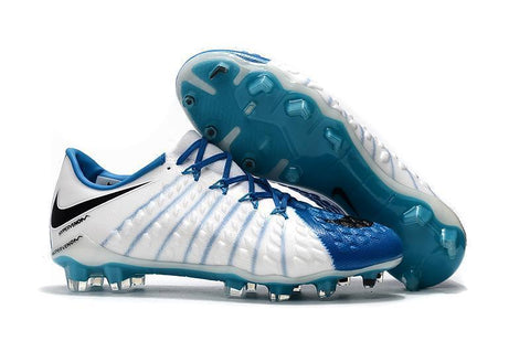 Image of Nike Hypervenom Phantom III FG Soccer Cleats White Blue Black - KicksNatics