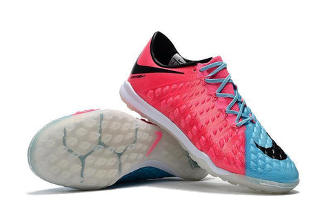 Image of Nike Hypervenom Phantom III Turf Soccer Cleats Pink Blue Black - KicksNatics