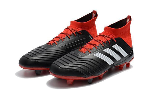Image of Adidas Predator 18.1 FG Soccer Cleats Core Black White Red - KicksNatics