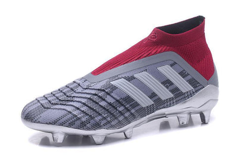 Image of Adidas Predator 18+ Paul Pogba FG Soccer Cleats Iron Metallic Grey Red - KicksNatics