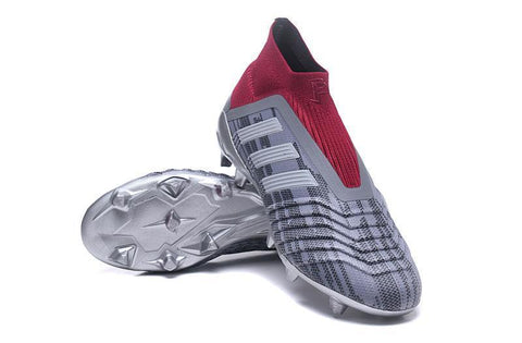 Image of Adidas Predator 18+ Paul Pogba FG Soccer Cleats Iron Metallic Grey Red - KicksNatics