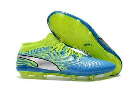 Image of PUMA ONE 18.1 FG Soccer Cleats Blue Green Silver