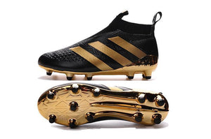 Adidas ACE 16+ Purecontrol FG/AG Soccer Cleats Black Gold - KicksNatics