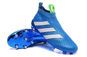 Adidas ACE 16+ Purecontrol FG/AG Soccer Cleats Blue White Green - KicksNatics