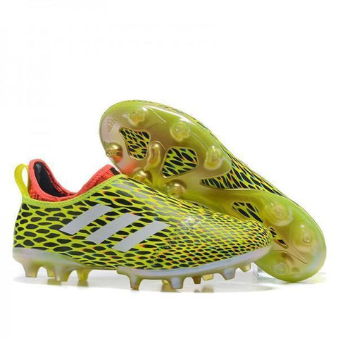 Image of Adidas Glitch Skin 17 FG Soccer Shoes Fluorescent Green White Red - KicksNatics