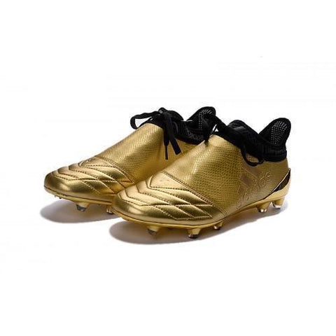 Image of Adidas X 16+ Purechaos FG/AG Soccer Cleats Golden Black - KicksNatics