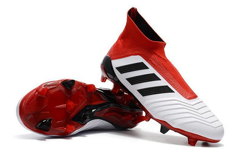 Image of Adidas Predator 18+ FG Soccer Cleats White Solar Red Core Black - KicksNatics
