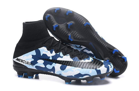 Image of Nike Mercurial Superfly V FG Soccer Cleats Military Camouflage Blue - KicksNatics