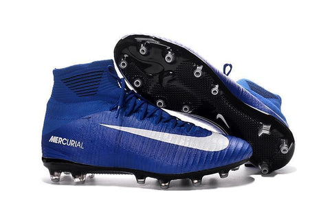 Image of Nike Mercurial Superfly V AG Soccer Cleats Blue White - KicksNatics