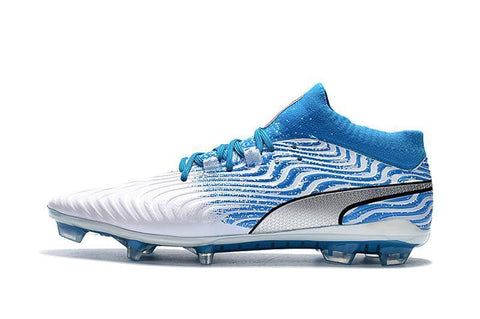 Image of PUMA ONE 18.1 FG Soccer Cleats Blue White Silver