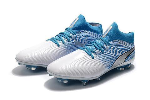 Image of PUMA ONE 18.1 FG Soccer Cleats Blue White Silver