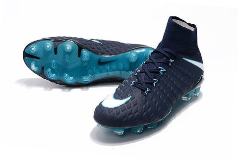 Image of Nike Hypervenom Phantom III DF FG Soccer Cleats Navy Blue White - KicksNatics
