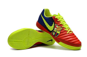 Nike TiempoX Ligera IV Barcelona IC Soccer Shoes Red Fluorescent Green - KicksNatics