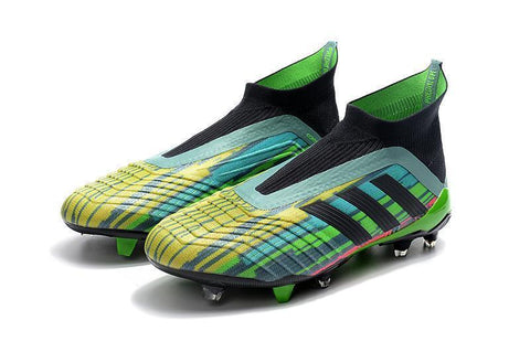 Image of Adidas Predator 18+ FG Soccer Cleats Green Black Blue Yellow - KicksNatics