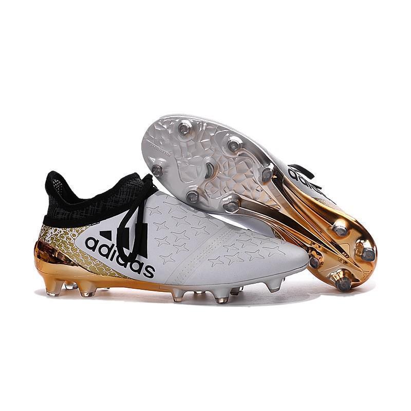 Adidas X 16+ Purechaos FG/AG Soccer Cleats White Gold Metallic –