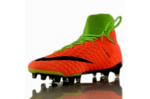 Image of Nike Hypervenom Phantom III DF FG Soccer Cleats Electric Green Orange - KicksNatics