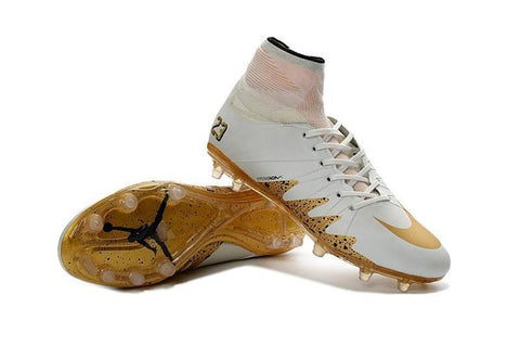 Image of Nike Hypervenom Phantom II Neymar X Jordan FG Soccer Cleats White Gold - KicksNatics