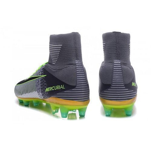 Image of Nike Mercurial Superfly V AG Soccer Cleats Grey White Black Green - KicksNatics