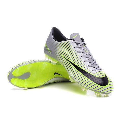 Image of Nike Mercurial Vapor XI FG Soccer Cleats Grey White Green - KicksNatics