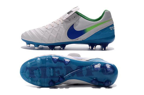 Image of Nike Tiempo Legend VI FG Soccer Cleats White Blue Green - KicksNatics