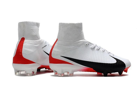 Image of Nike Mercurial Superfly V FG Soccer Cleats White Red Black - KicksNatics