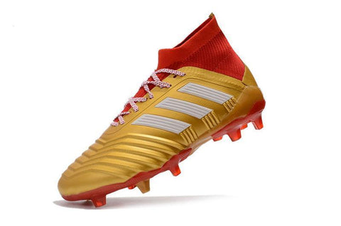 Image of Adidas Predator 18.1 FG Soccer Cleats Golden Core White Red - KicksNatics