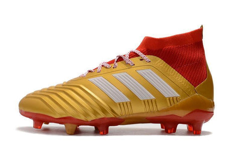 Image of Adidas Predator 18.1 FG Soccer Cleats Golden Core White Red - KicksNatics