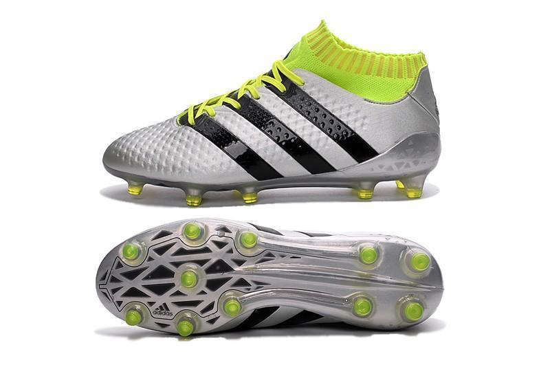 Adidas ACE Primeknit FG/AG Soccer Shoes Silver Black Solar