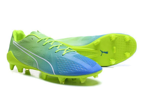 Image of PUMA evoSPEED Fresh 2.0 FG Soccer Cleats Green Yellow Blue