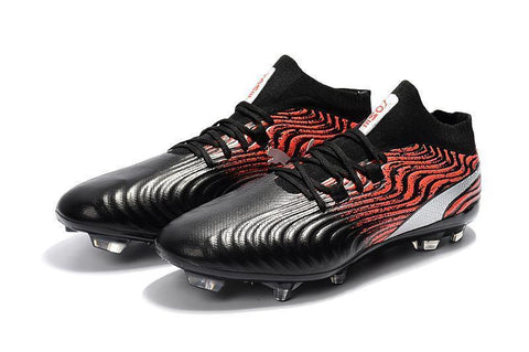 Image of PUMA ONE 18.1 FG Soccer Cleats Black Red Silver