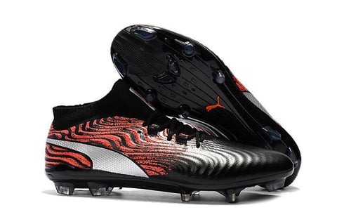 Image of PUMA ONE 18.1 FG Soccer Cleats Black Red Silver