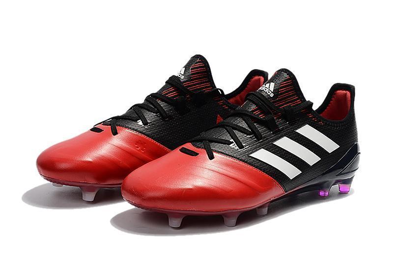 ACE 17.1 Leather FG Football Cleats Red White Black