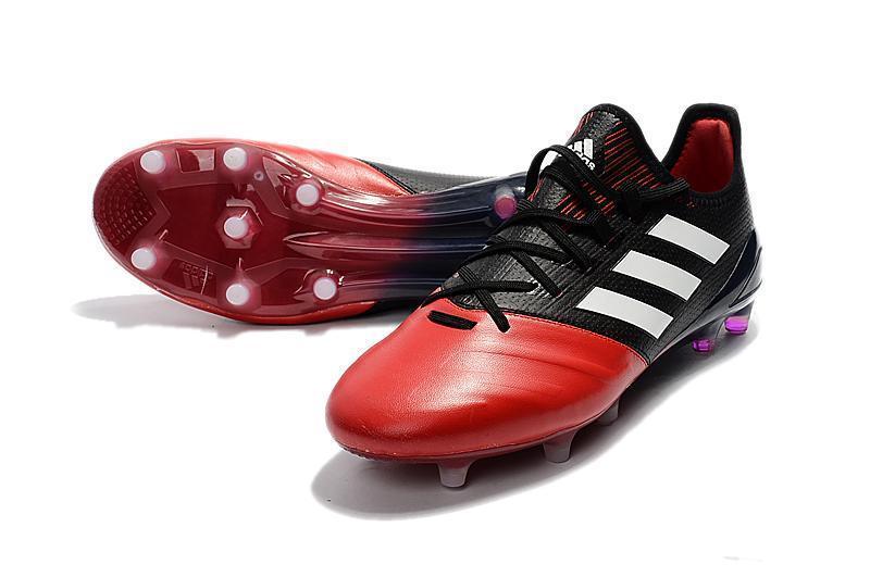 ACE 17.1 Leather FG Football Cleats Red White Black