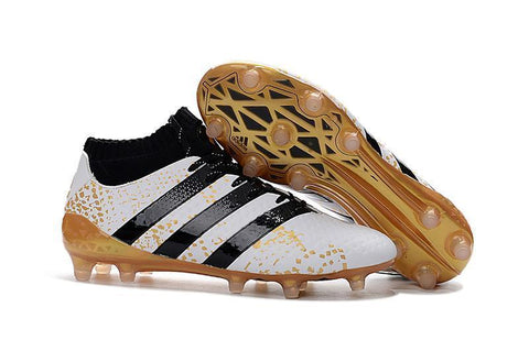 Image of Adidas ACE 16.1 Primeknit FG/AG Soccer Shoes White Black Gold Metallic - KicksNatics