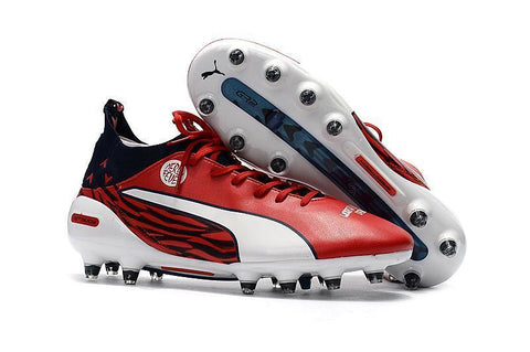 Image of PUMA evoTOUCH Pro FG Soccer Cleats Red White Blue Black