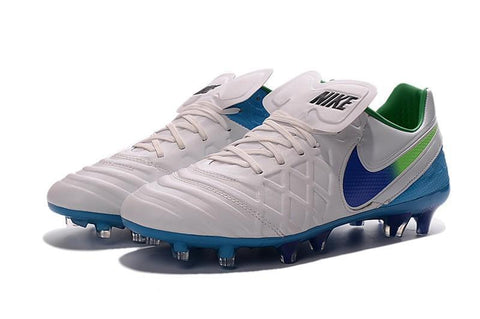 Image of Nike Tiempo Legend VI FG Soccer Cleats White Blue Green - KicksNatics