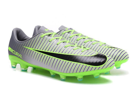 Image of Nike Mercurial Vapor XI AG Soccer Cleats Grey Black Green - KicksNatics