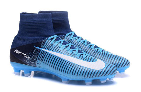 Image of Nike Mercurial Superfly V FG Soccer Cleats Blue Dark White - KicksNatics