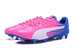 PUMA evoSPEED 17 SL-S FG Soccer Cleats Pink Blue White - KicksNatics