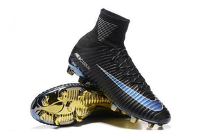 Nike Mercurial Superfly V FG Soccer Cleats Black Blue Golden