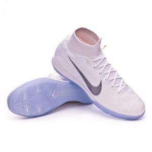 Nike Mercurial SuperflyX VI Elite IC Soccer Cleats White Metallic Grey - KicksNatics