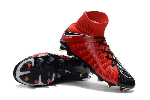 Image of Nike Hypervenom Phantom III DF FG Soccer Cleats Fire Red Black - KicksNatics